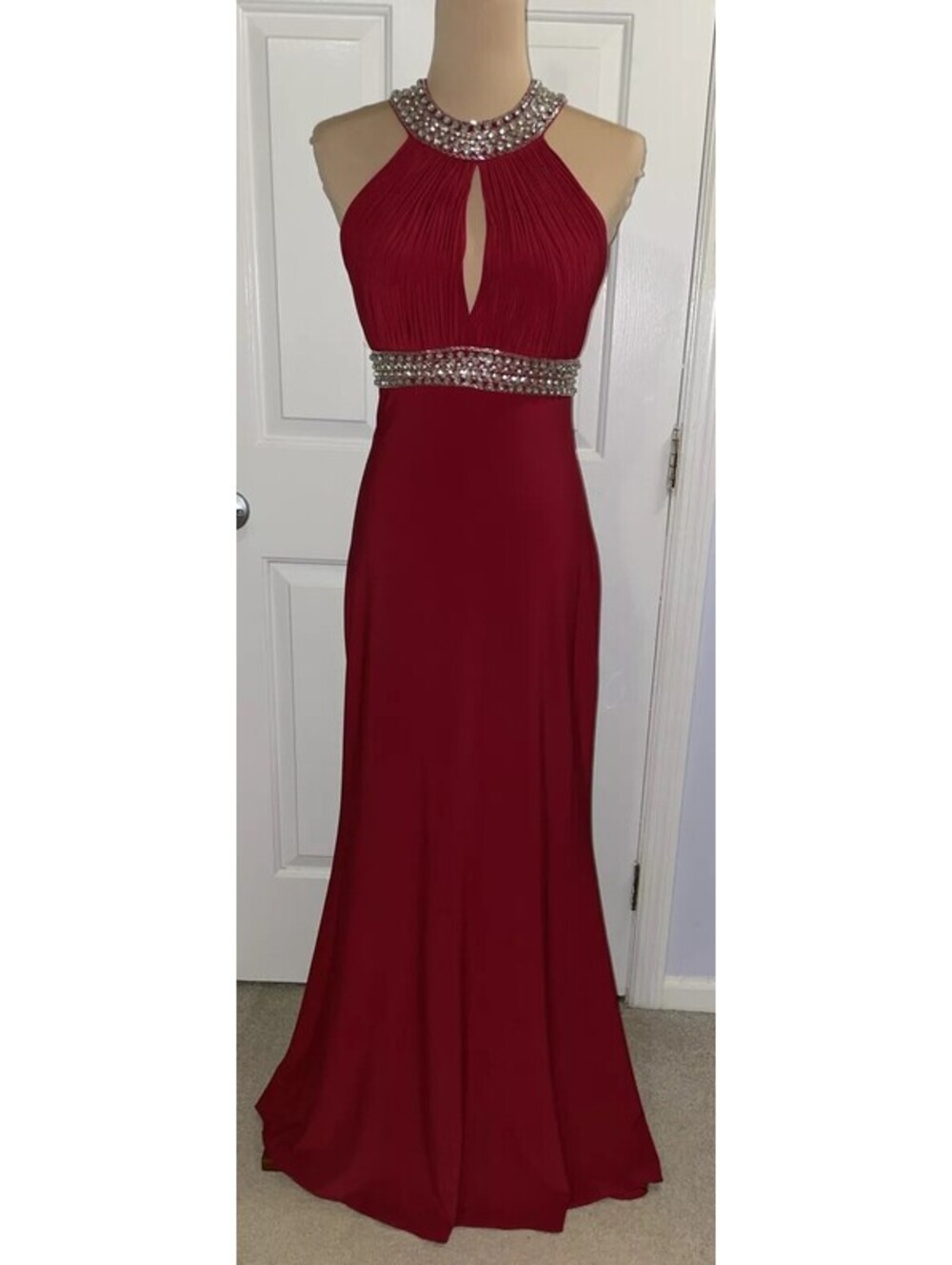 JS boutique Vintage Red Beaded Gown/Prom Dress Size 4